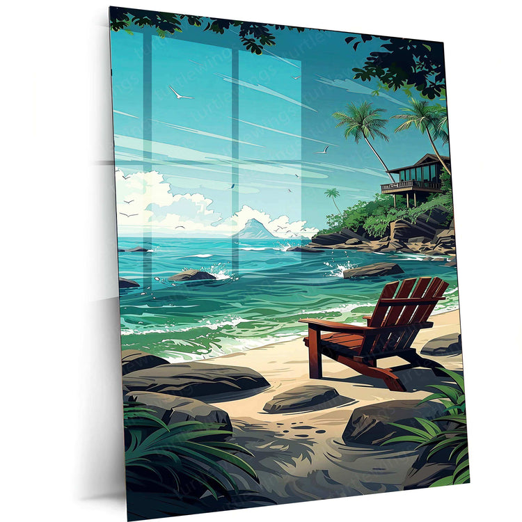 Ocean Nature Art Metal Poster | Tranquil Seascape & Coastal Beauty Wall Decor 2 - TURTLEWINGS 
