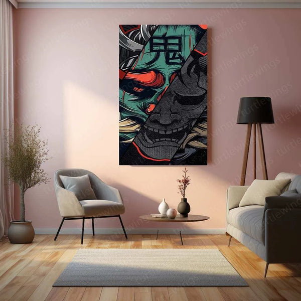 Samurai Nova Metal Poster | Futuristic Samurai Warrior Art | Neon and Sci-Fi Wall Decor - TURTLEWINGS 