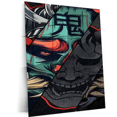 Samurai Nova Metal Poster | Futuristic Samurai Warrior Art | Neon and Sci-Fi Wall Decor - TURTLEWINGS 
