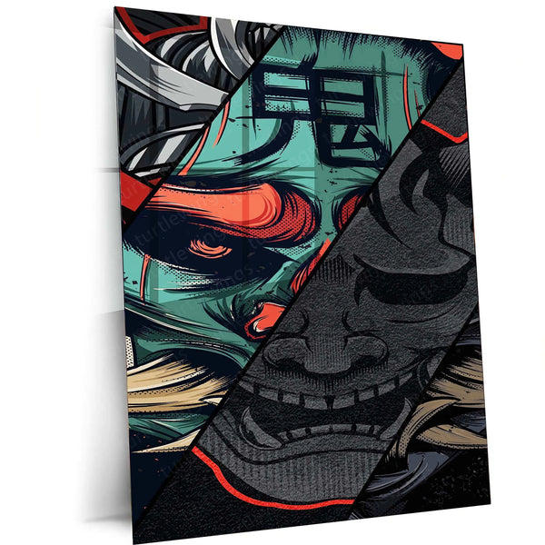 Samurai Nova Metal Poster | Futuristic Samurai Warrior Art | Neon and Sci-Fi Wall Decor - TURTLEWINGS 