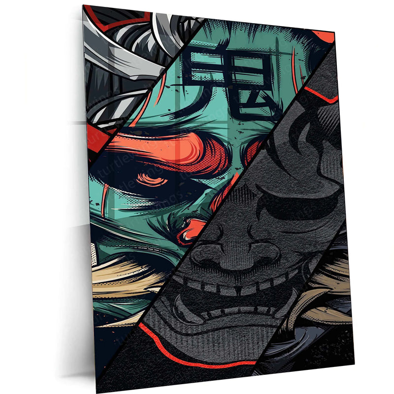 Samurai Nova Metal Poster | Futuristic Samurai Warrior Art | Neon and Sci-Fi Wall Decor - TURTLEWINGS 