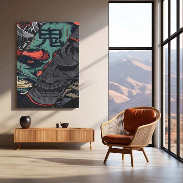 Samurai Nova Metal Poster | Futuristic Samurai Warrior Art | Neon and Sci-Fi Wall Decor - TURTLEWINGS 
