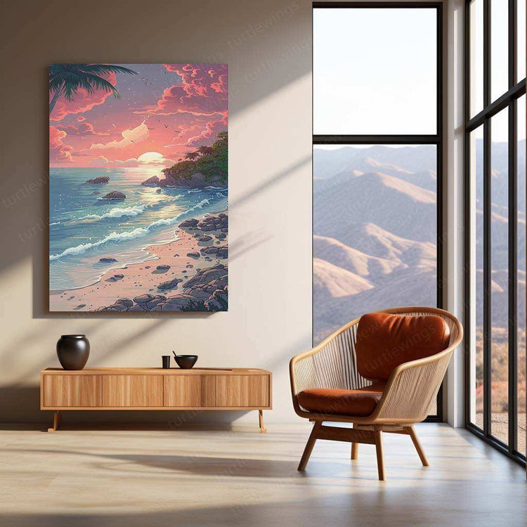 Ocean Nature Art Metal Poster | Tranquil Seascape & Coastal Beauty Wall Decor 3 - TURTLEWINGS 