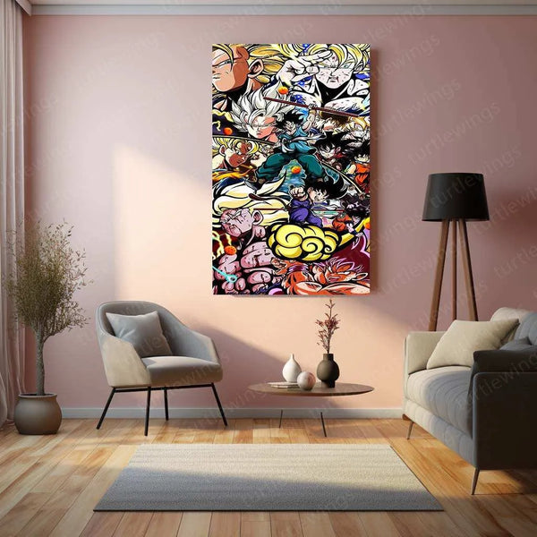 Dragon Ball All Characters Metal Poster | Iconic DBZ Heroes & Villains | DB Art Wall Decor - TURTLEWINGS 