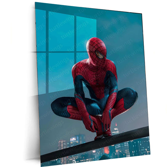 Sitting Spider-Man Pose Metal Poster – Iconic Superhero Moment - TURTLEWINGS 
