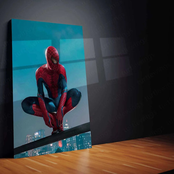 Sitting Spider-Man Pose Metal Poster – Iconic Superhero Moment - TURTLEWINGS 