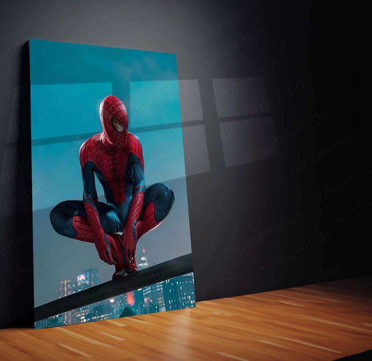 Sitting Spider-Man Pose Metal Poster – Iconic Superhero Moment - TURTLEWINGS 