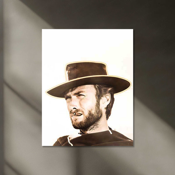 🎬 The Good, The Bad and The Ugly – B&W Neon LED Metal Frame | Clint Eastwood Western Art
