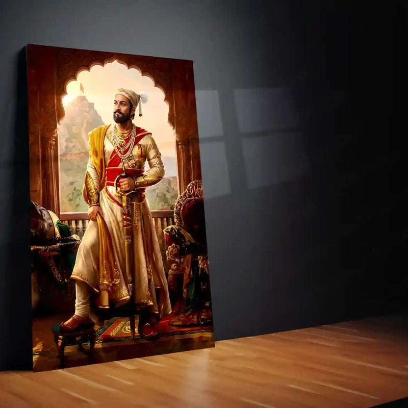 Chhatrapati Shivaji Maharaj Metal Frame | Warrior King Wall Art | Metal Frame 16 - TURTLEWINGS 