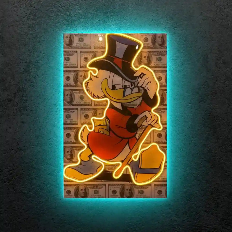 Rich Duck Neon LED Frame | Money Aesthetic Wall Art Luxury Hustle Vibe LED Frame by TurtleWings - TURTLEWINGS 
