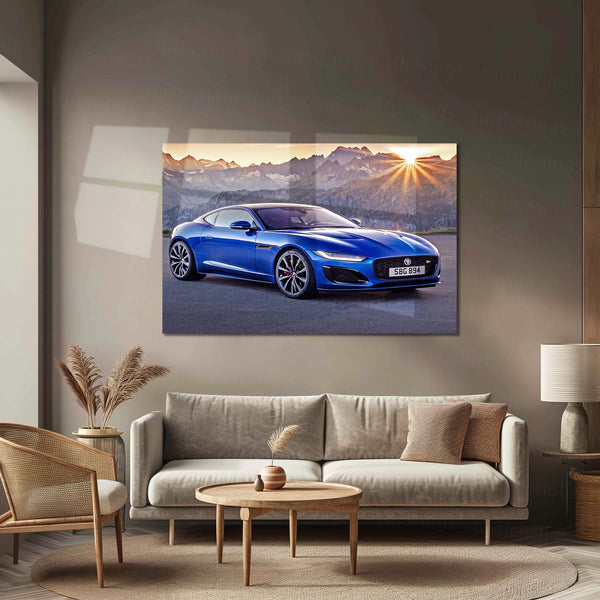 LED | Jaguar F Neon LED Metal Frame | Luxury Sports Car Wall Art with LED Glow - TURTLEWINGS 