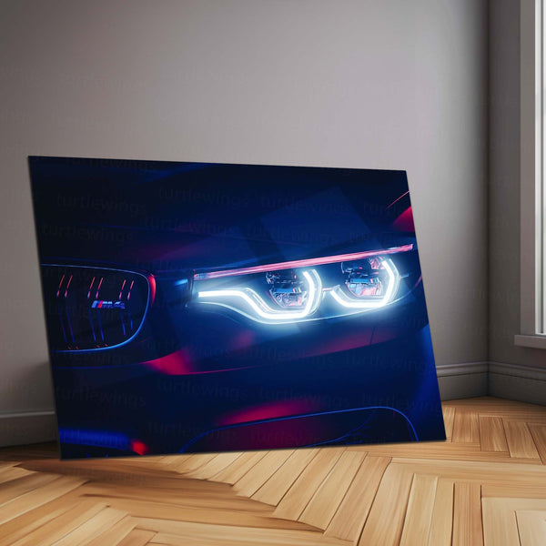 BMW M4 Neon LED Metal Frame | High-Performance Sports Car Wall Art with LED Glow - TURTLEWINGS 