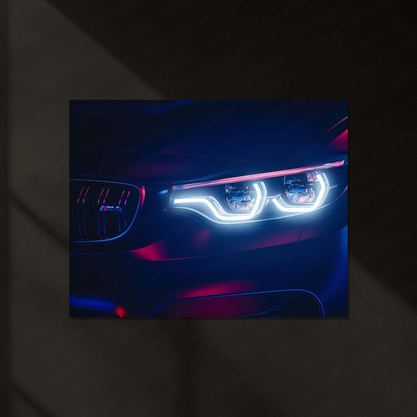 BMW M4 Neon LED Metal Frame | High-Performance Sports Car Wall Art with LED Glow - TURTLEWINGS 