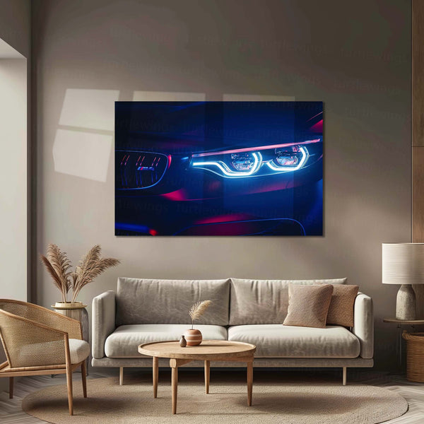 BMW M4 Neon LED Metal Frame | High-Performance Sports Car Wall Art with LED Glow - TURTLEWINGS 