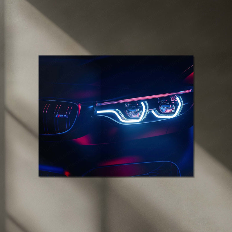 BMW M4 Neon LED Metal Frame | High-Performance Sports Car Wall Art with LED Glow - TURTLEWINGS 