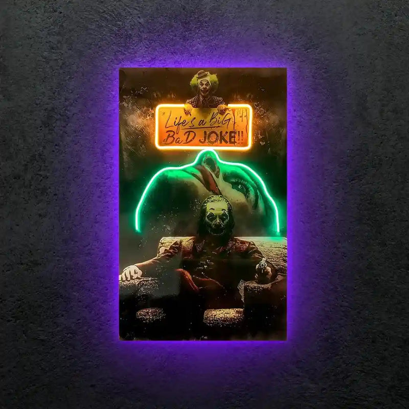 Joker Neon LED Frame | Dark Quote Wall Art “Life’s a Big Bad Joke” Aesthetic LED Frame by TurtleWings - TURTLEWINGS 