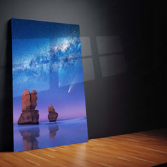Milky Way Night Sky Metal Print | Starry Ocean Landscape Wall Art | Premium Galaxy Nature Poster – product image 2