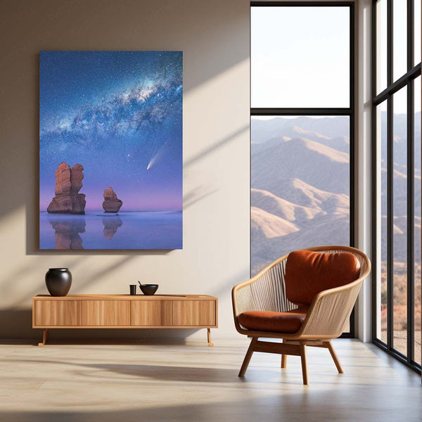 Milky Way Night Sky Metal Print | Starry Ocean Landscape Wall Art | Premium Galaxy Nature Poster – product image 3
