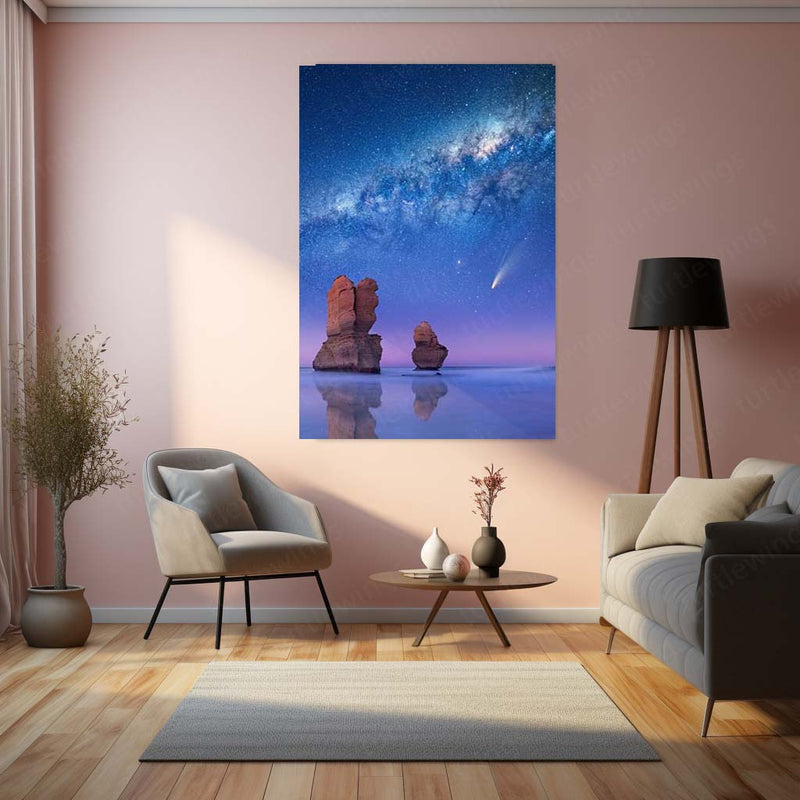 Milky Way Night Sky Metal Print | Starry Ocean Landscape Wall Art | Premium Galaxy Nature Poster – product image 4
