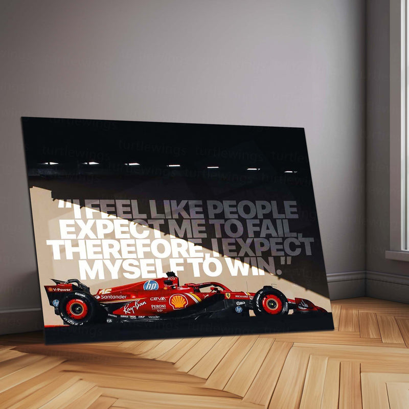 Ferrari Formula Racing Expect Myself to Win Metal Poster | F1 Motivational Car Wall Art | Motorsport Metal Print – main