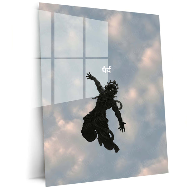 Spiritual Metal Poster | Lord Krishna Divine Sky Metal Print | Spiritual Krishna Wall Art | Premium Devotional Metal Poster