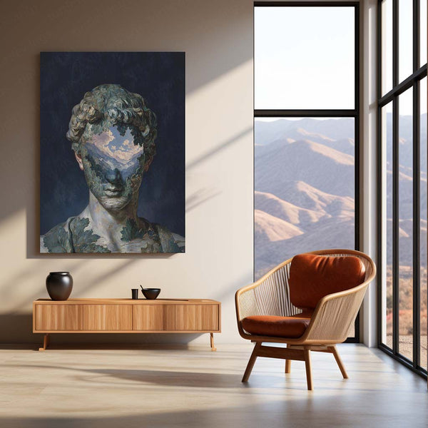 Surreal Nature Portrait Metal Poster | Classical Sculpture Landscape Face Wall Art | Premium Aesthetic Metal Print – product