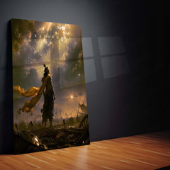 Spiritual Metal Poster | Lord Krishna Divine Warrior Metal Poster | Mahabharata Battlefield Spiritual Wall Art | Krishna