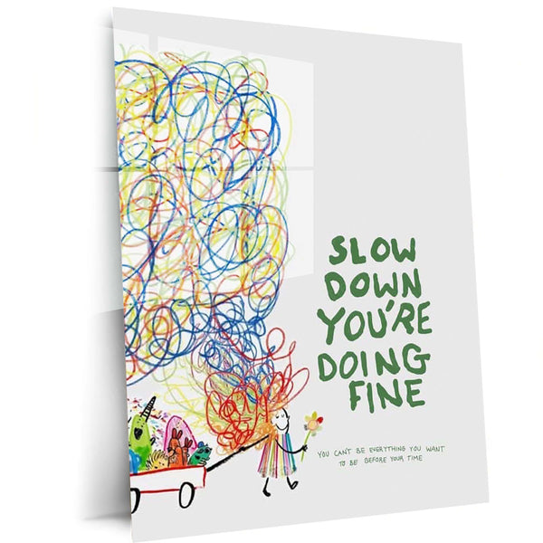 Quote Metal Poster | Slow Down You’re Doing Fine Motivational Metal Poster | Positive Quote Wall Art | Minimalist Mental