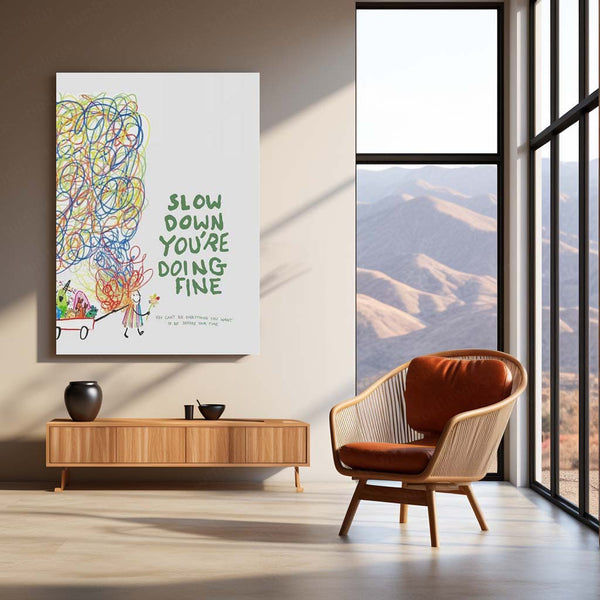 Quote Metal Poster | Slow Down You’re Doing Fine Motivational Metal Poster | Positive Quote Wall Art | Minimalist Mental
