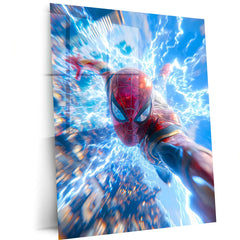 Spider-Man Action Metal Poster | Web-Slinger Superhero Wall Art | Dynamic Comic Style Metal Print – main product image