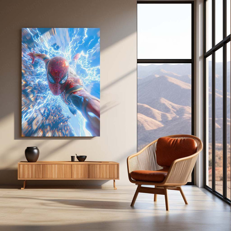 Spider-Man Action Metal Poster | Web-Slinger Superhero Wall Art | Dynamic Comic Style Metal Print – product image 3