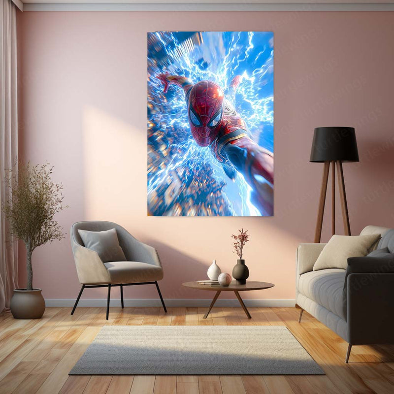 Spider-Man Action Metal Poster | Web-Slinger Superhero Wall Art | Dynamic Comic Style Metal Print – product image 4