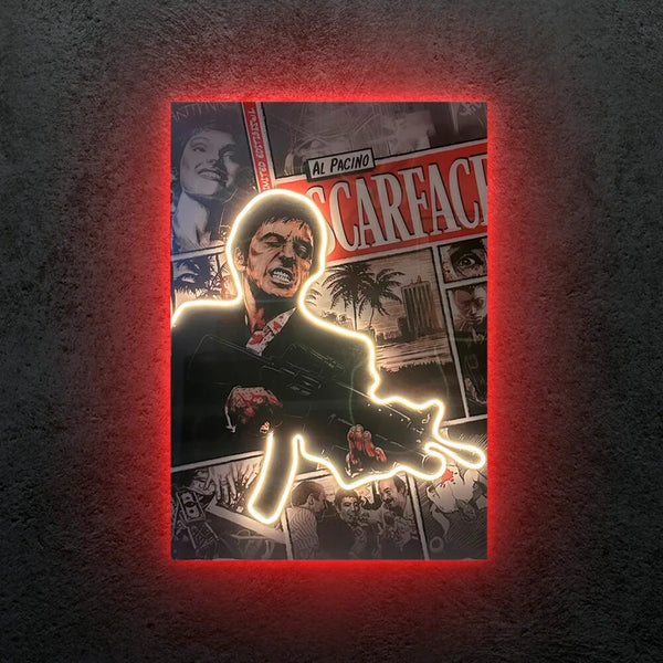 Scarface Neon LED Frame | Tony Montana Wall Art  Classic Movie Inspired LED Frame by TurtleWings