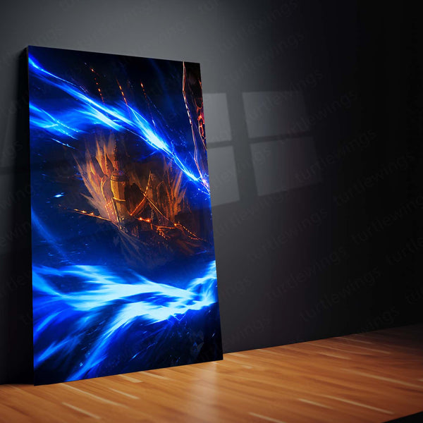 Gaming Metal Poster Set of 3 | Jinx Arcane Blue Energy Weapon Triptych Wall Art – product image 3
