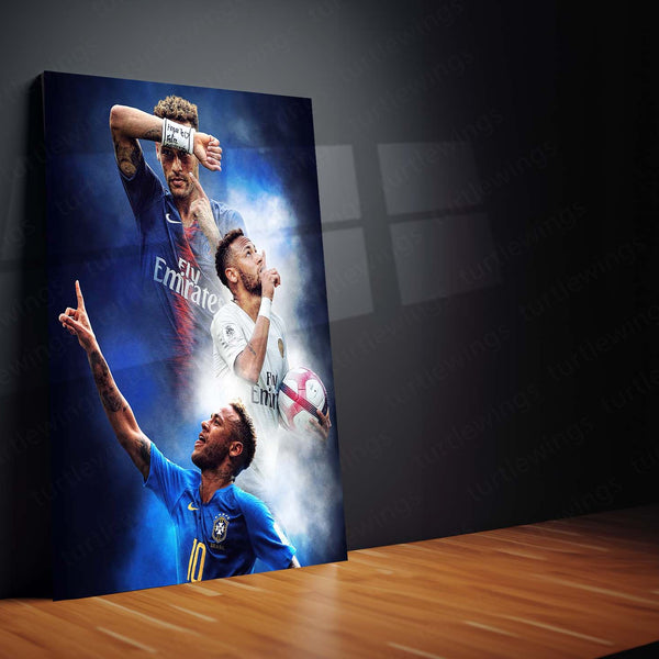 PSG & Brazil National Team Player Montage Metal Frame | Triple Kit Wall Art with Jersey Numbers - TURTLEWINGS 