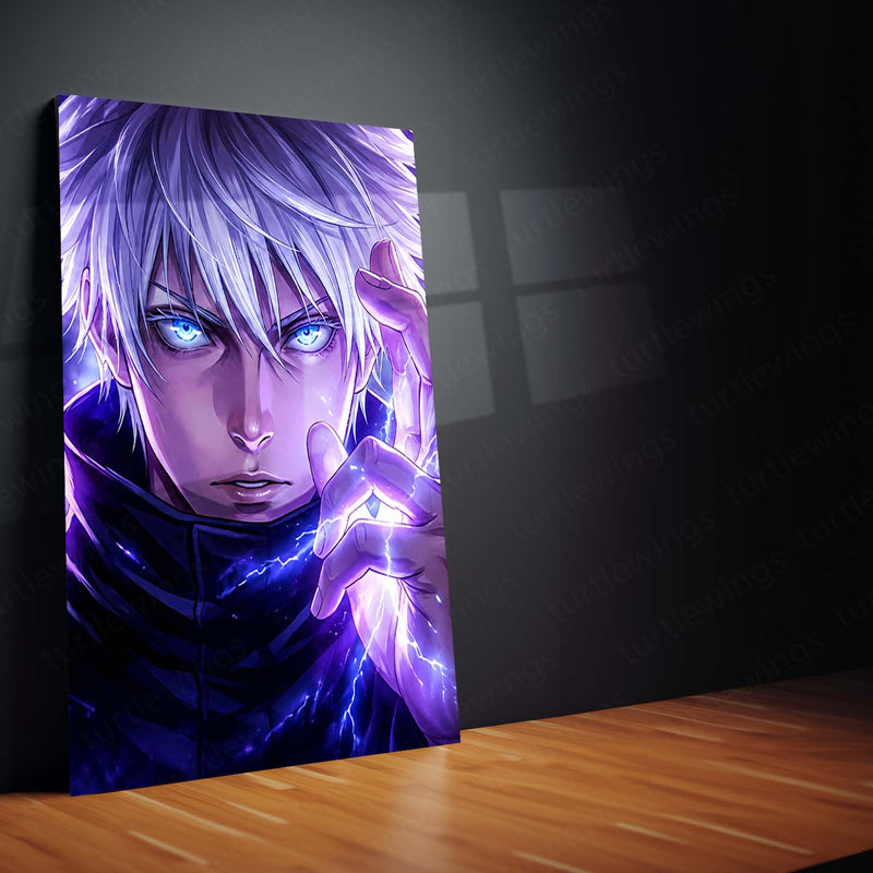Anime Metal Poster Set of 3 | Jujutsu Kaisen | Satoru Gojo Purple Energy & Six Eyes Triptych Wall Art – product image 4