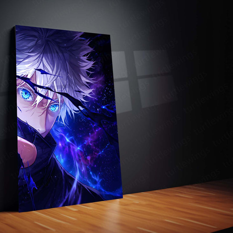 Anime Metal Poster Set of 3 | Satoru Gojo Cosmic Energy Triptych Wall Art