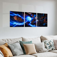 Gaming Metal Poster Set of 3 | Jinx Arcane Blue Energy Weapon Triptych Wall Art – product image 2