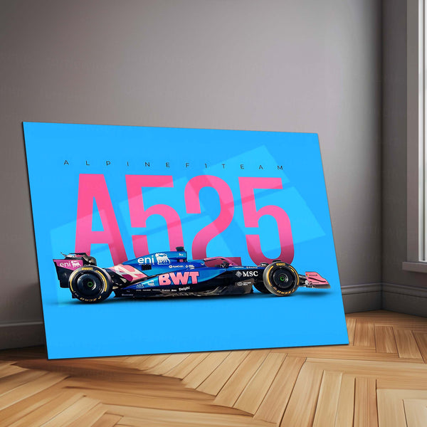 Alpine A525 Metal Frame | 2024 Formula 1 Car Wall Art - TURTLEWINGS 