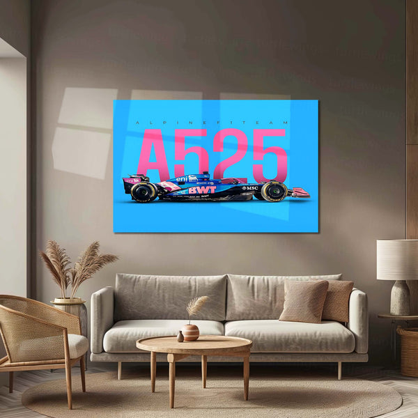 Alpine A525 Metal Frame | 2024 Formula 1 Car Wall Art - TURTLEWINGS 
