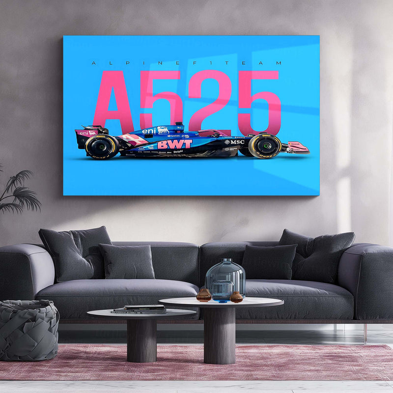 Alpine A525 Metal Frame | 2024 Formula 1 Car Wall Art - TURTLEWINGS 