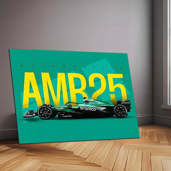 Aston Martin AMR25 Metal Frame | 2024 Formula 1 Car Wall Art - TURTLEWINGS 