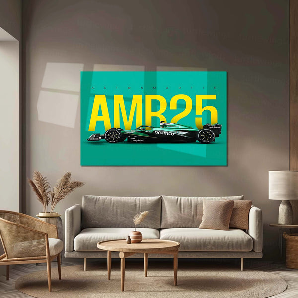Aston Martin AMR25 Metal Frame | 2024 Formula 1 Car Wall Art - TURTLEWINGS 