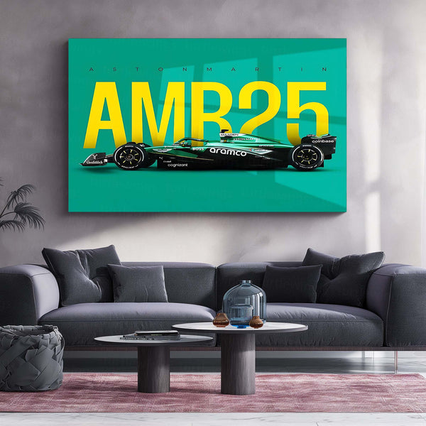 Aston Martin AMR25 Metal Frame | 2024 Formula 1 Car Wall Art - TURTLEWINGS 