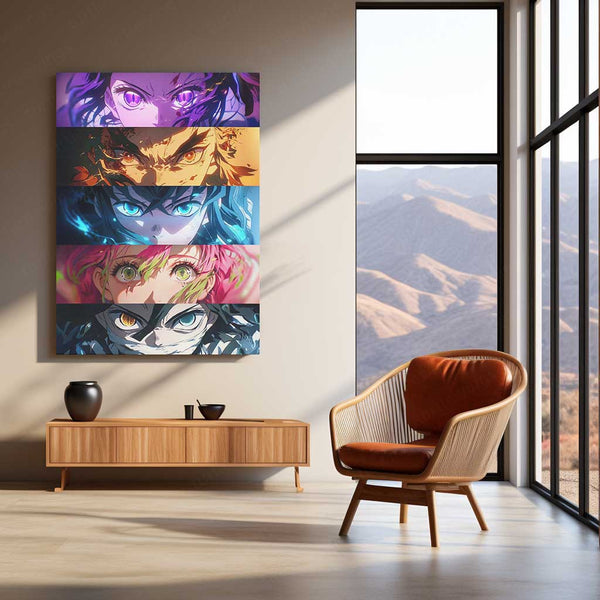 Upper Moon Eyes Metal Poster | Demon Slayer Villains Wall Art | Anime Decor
