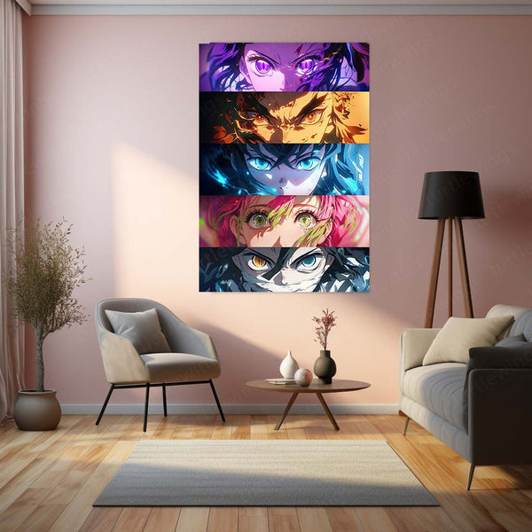 Upper Moon Eyes Metal Poster | Demon Slayer Villains Wall Art | Anime Decor