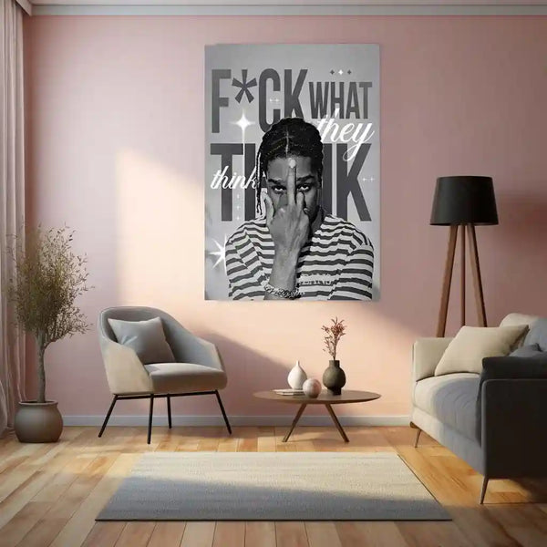 Quote Metal Poster | A$AP Rocky | “F*CK WHAT THEY THINK” | Street Motivation Metal Poster Frame - TURTLEWINGS 