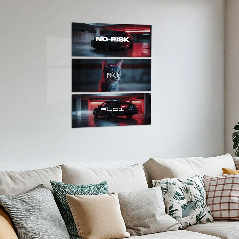 Motivational Metal Poster – Set of 3 | No Risk. No Audi. | Luxury Hustle Wall Art - TURTLEWINGS 