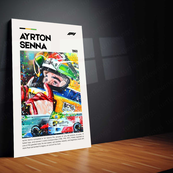 Ayrton Senna Metal Frame | Legendary F1 Driver Wall Art - TURTLEWINGS 