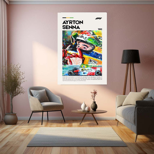 Ayrton Senna Metal Frame | Legendary F1 Driver Wall Art - TURTLEWINGS 